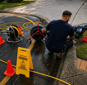 Repairing a burst drain pipe at a Lilyfield home