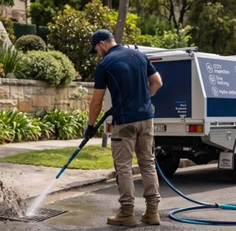 Plumber tracing a drain smell in Lilyfield
